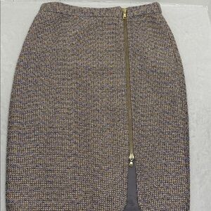 J. Crew Multi-Color Sparkle Metallic Tweed Pencil Skirt with Front Zipper 2P
